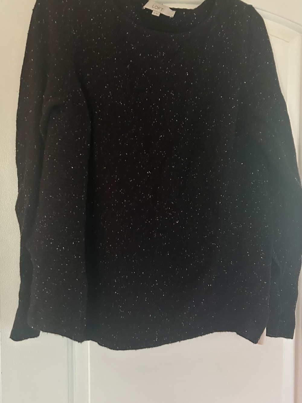 LOFT Black Knit Sweater with White Flecking